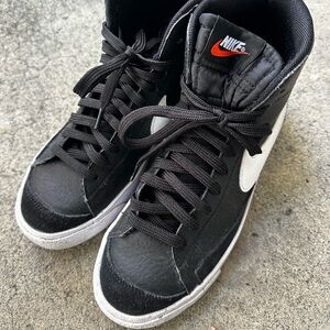 Nike Black and White High-Tops with Red Accent